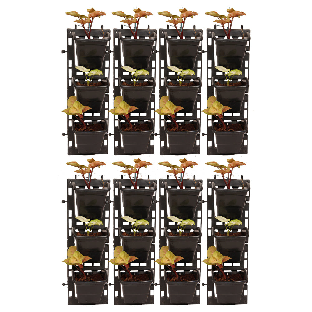 Vertical garden bio wall garden panel set M2 model  black / Brown / Green panel + color pots