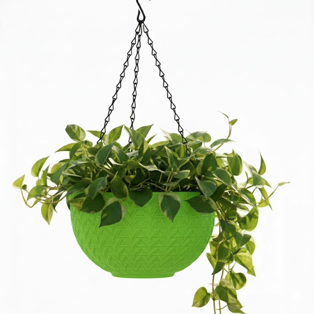 Dollar Nest Pot - Decorative Hanging Planter Pots with Chevron Pattern, Indoor &Outdoor Use - Pack of 4, Plastic, Round