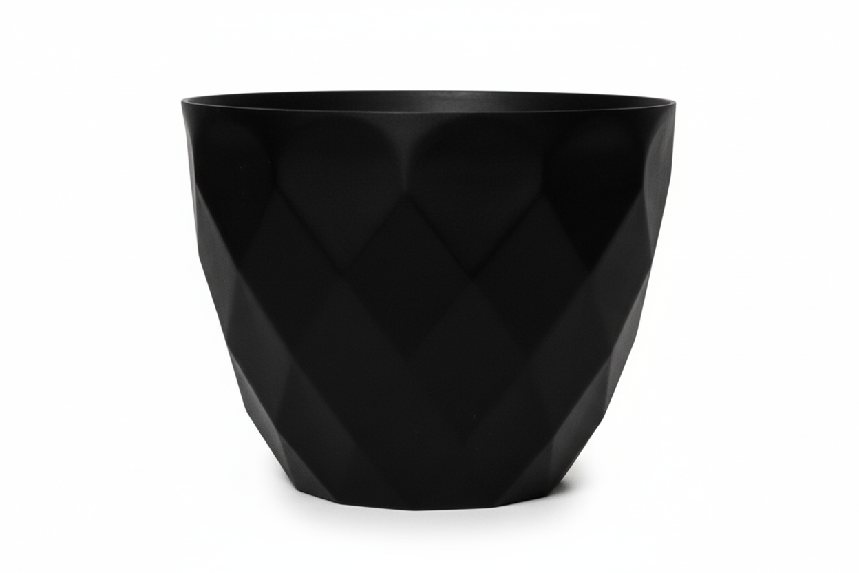 Sapphire Pot - Modern Geometric Decorative Planter Pot, Diamond Pattern Design, Plastic, Indoor & Outdoor Plant Container - Pack of 2