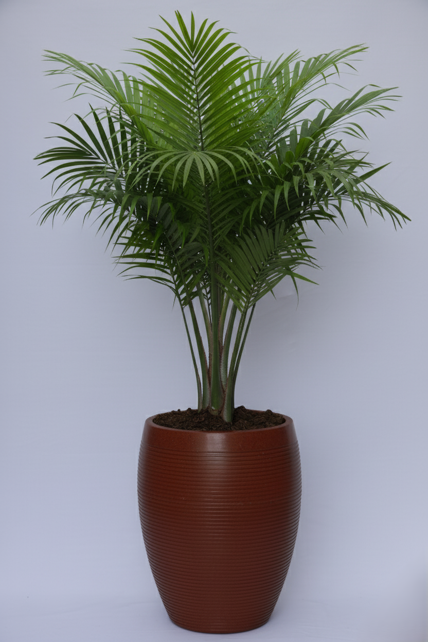 Vetro Vase - Rotomould Decorative Plastic Planter Pots, Ribbed Design, Round, Indoor & Outdoor Garden Use Pack of 1