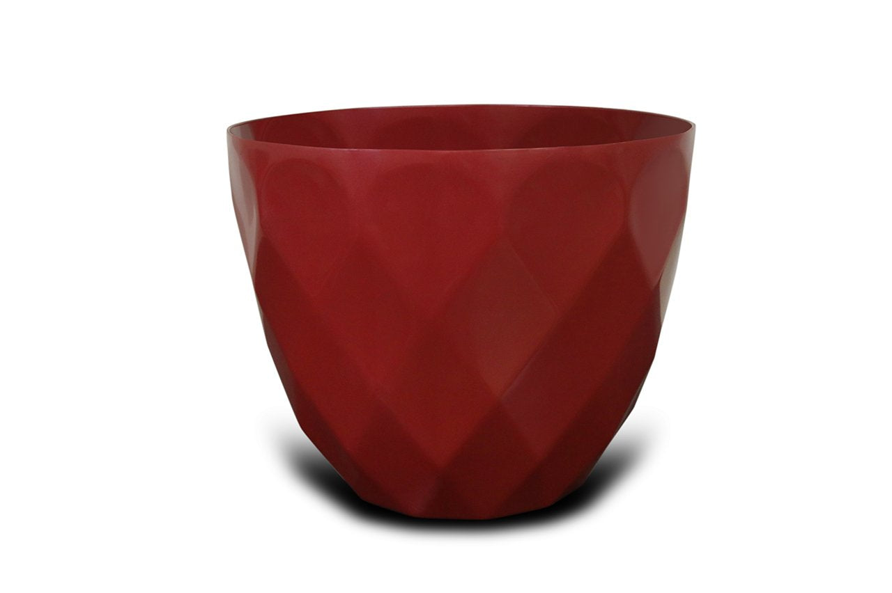 Sapphire Pot - Modern Geometric Decorative Planter Pot, Diamond Pattern Design, Plastic, Indoor & Outdoor Plant Container - Pack of 2