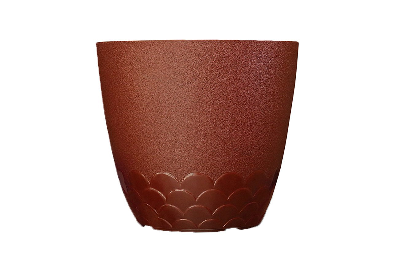 Flora Pot - Decorative Plastic Planter Pot with Scalloped Pattern, Indoor & Outdoor Garden Container - Pack Of 2