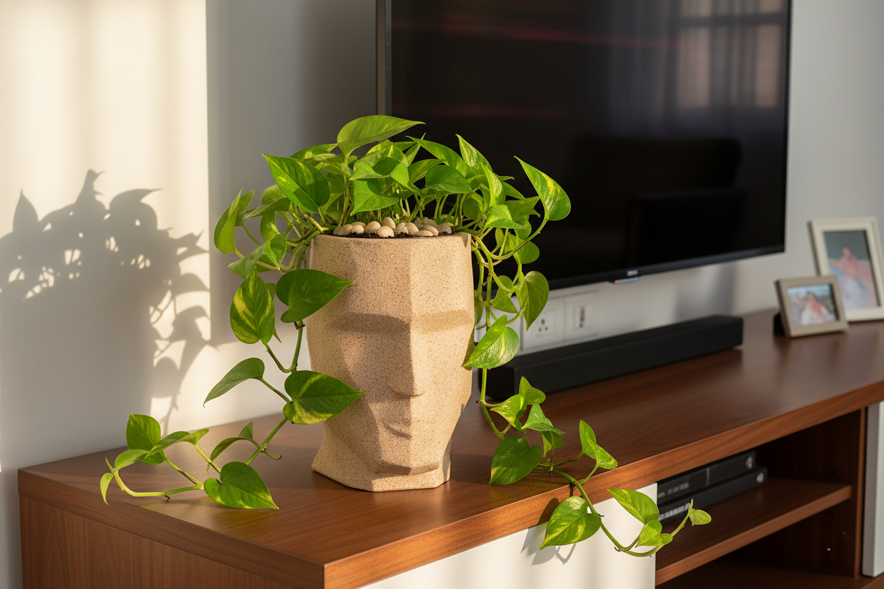 Facelift Pot - Modern Geometric Rotomould Planter Pot, Faceted Design, Decorative Indoor & Outdoor Use - Pack of 1