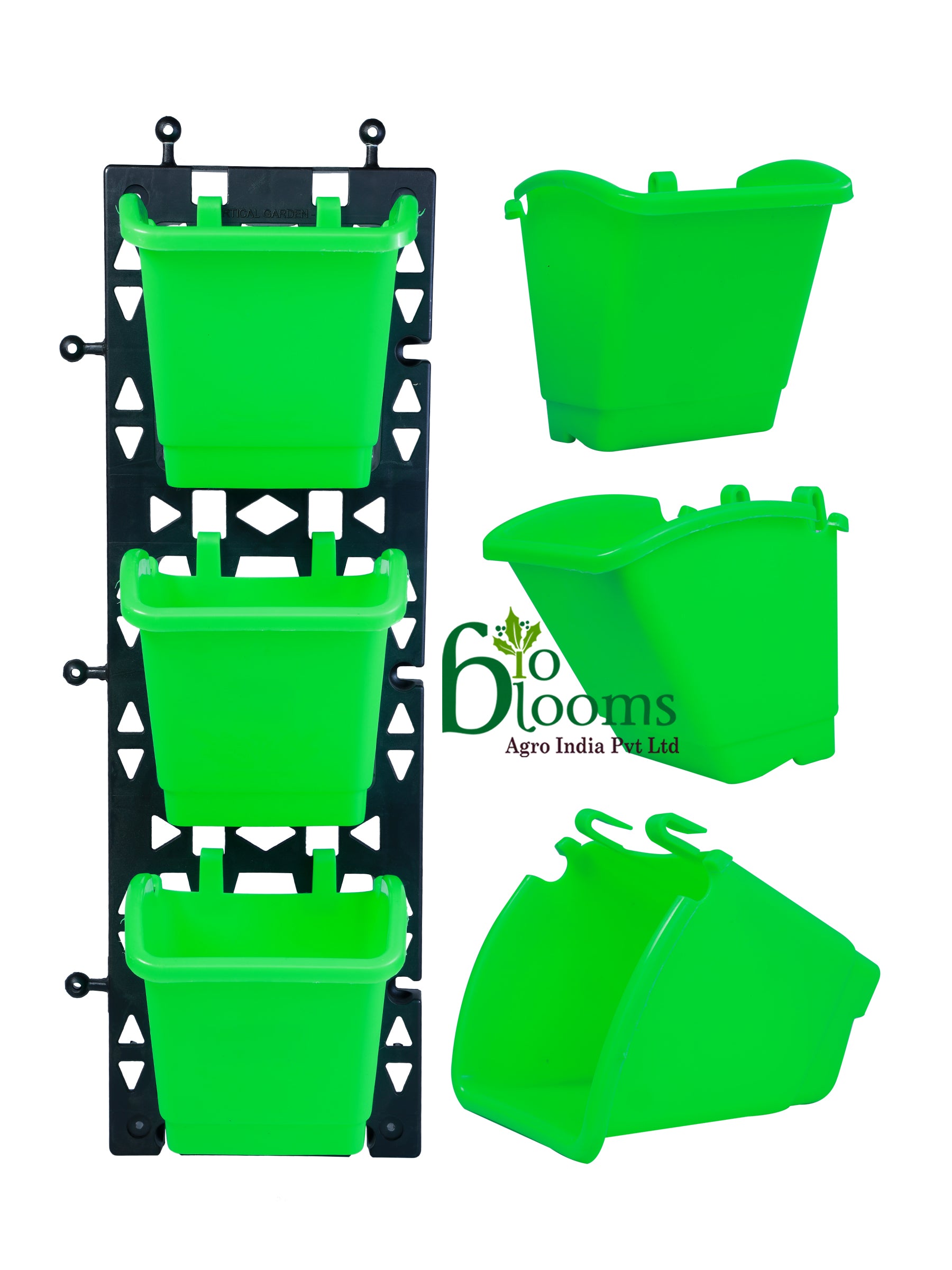 Vertical garden bio wall garden panel set M2 model  black / Brown / Green panel + color pots