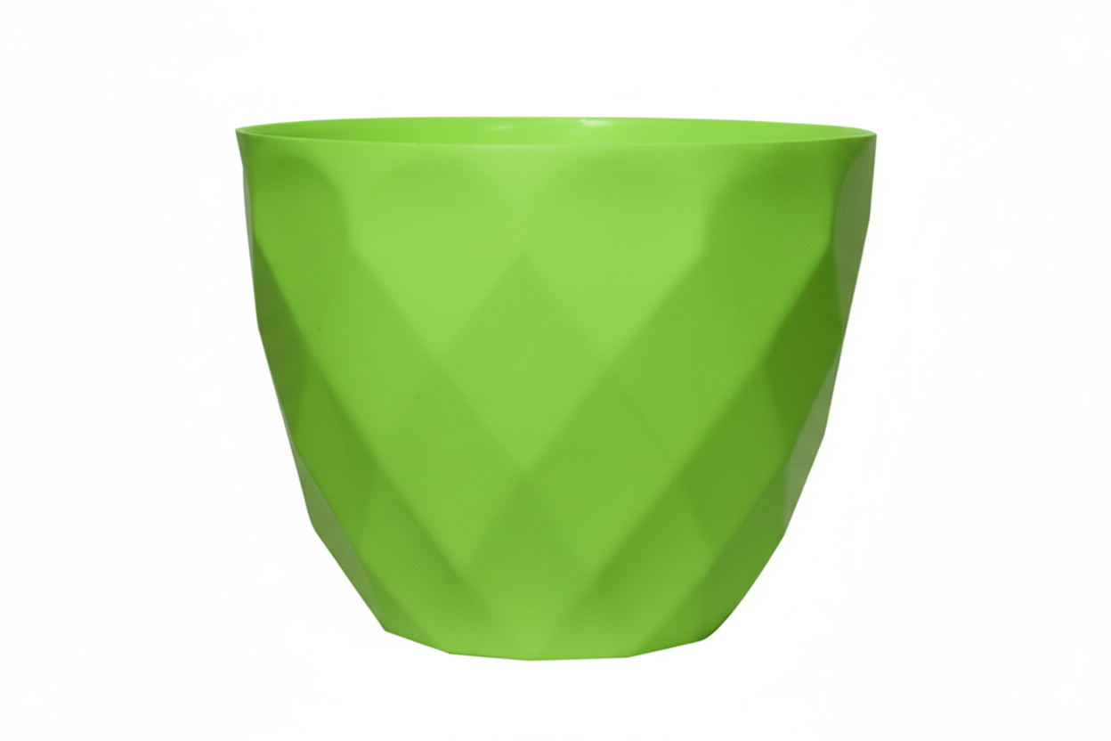 Sapphire Pot - Modern Geometric Decorative Planter Pot, Diamond Pattern Design, Plastic, Indoor & Outdoor Plant Container - Pack of 2