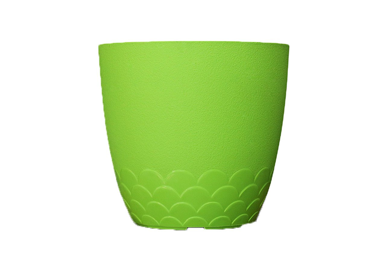 Flora Pot - Decorative Plastic Planter Pot with Scalloped Pattern, Indoor & Outdoor Garden Container - Pack Of 2