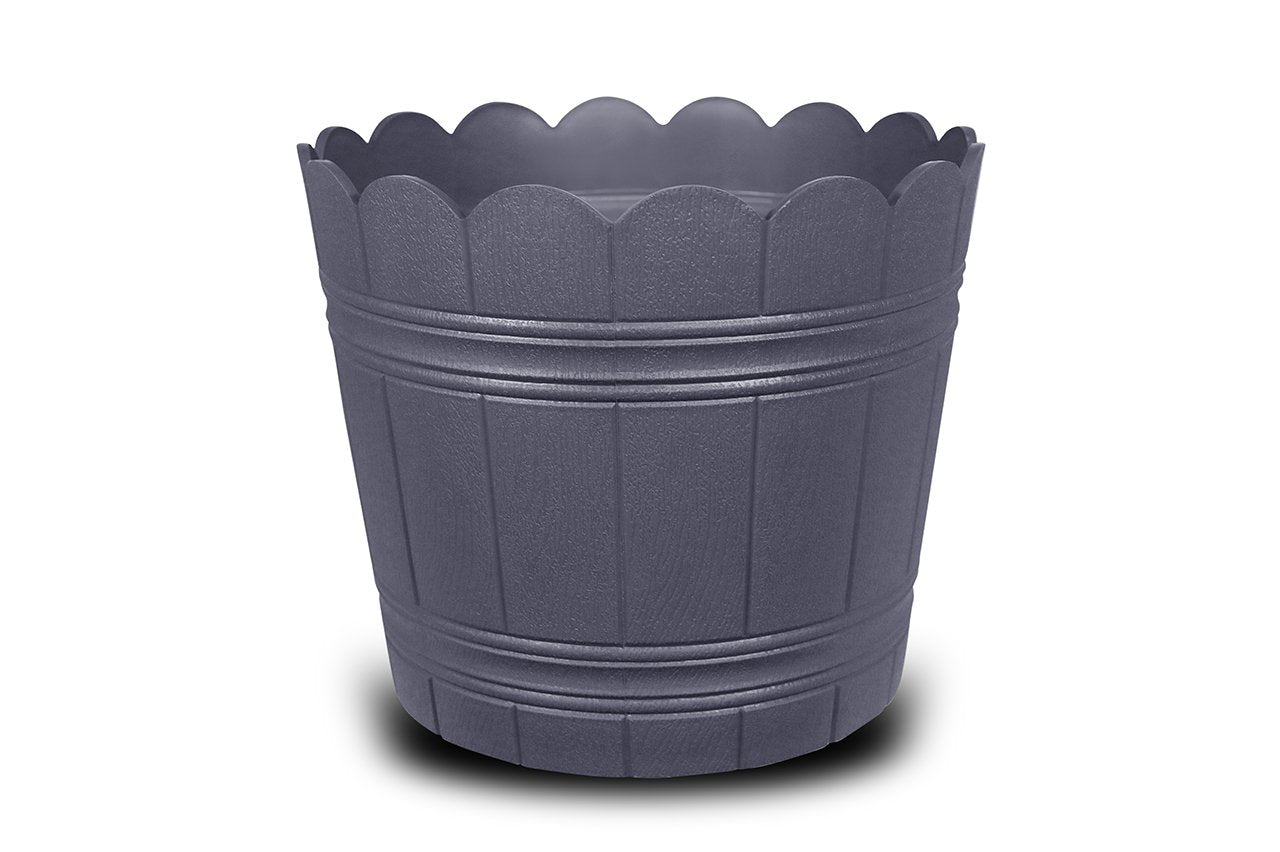 Loto Pot - Decorative Plastic Flower Pot with Scalloped Edge Design, Round Planter for Indoor and Outdoor Garden Use - Pack of 2
