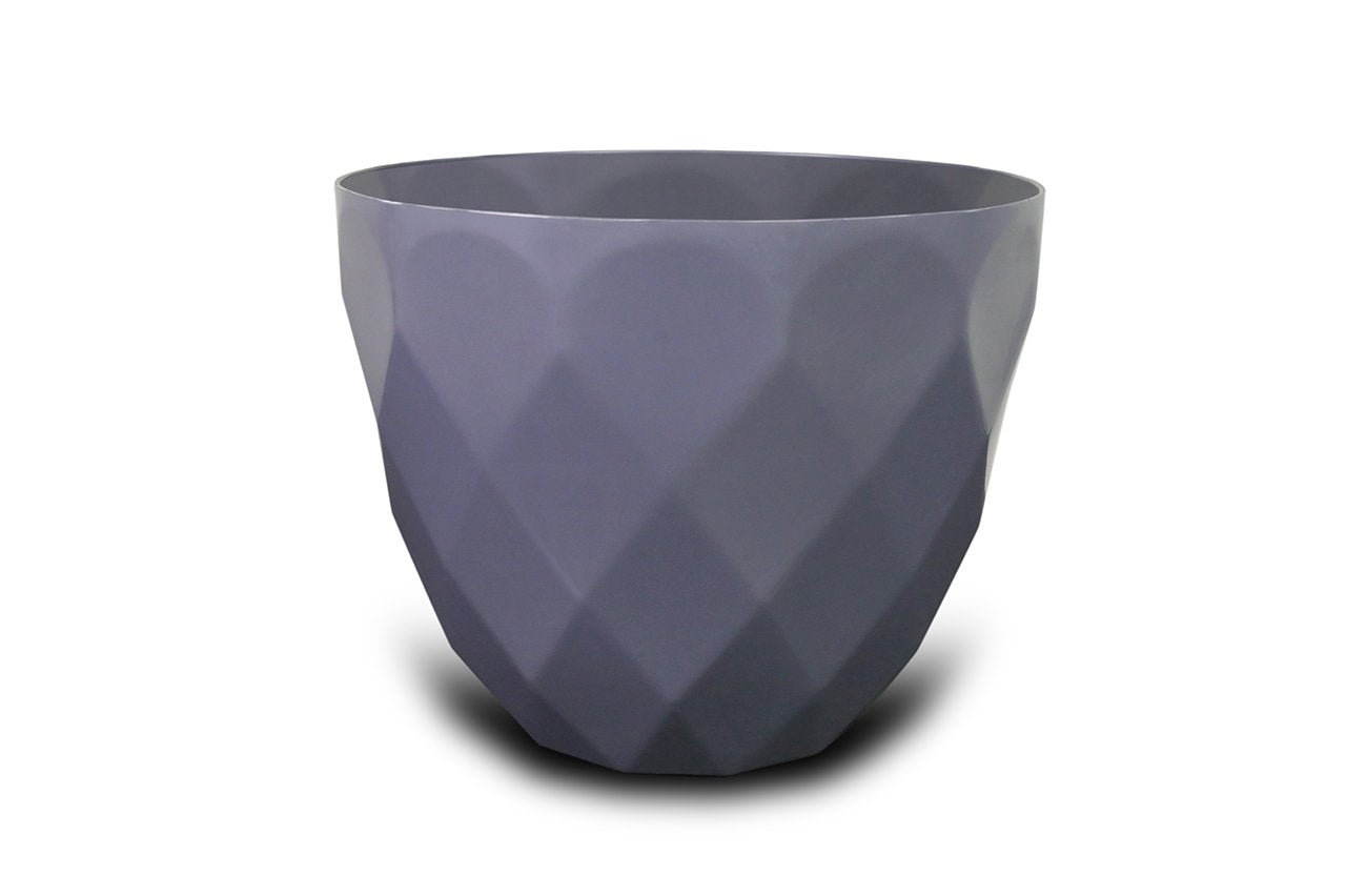 Sapphire Pot - Modern Geometric Decorative Planter Pot, Diamond Pattern Design, Plastic, Indoor & Outdoor Plant Container - Pack of 2