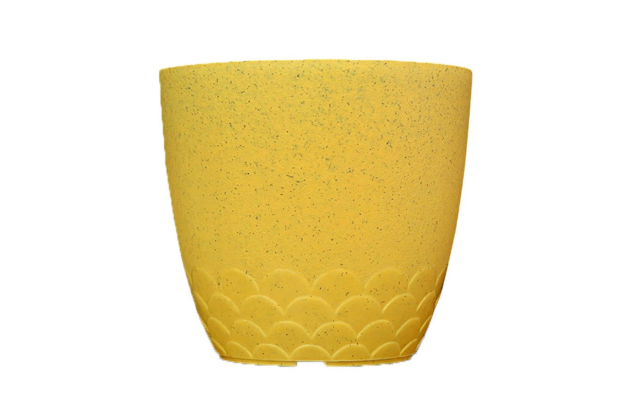 Flora Pot - Decorative Plastic Planter Pot with Scalloped Pattern, Indoor & Outdoor Garden Container - Pack Of 2