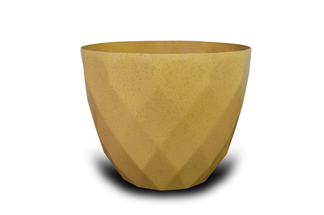 Sapphire Pot - Modern Geometric Decorative Planter Pot, Diamond Pattern Design, Plastic, Indoor & Outdoor Plant Container - Pack of 2