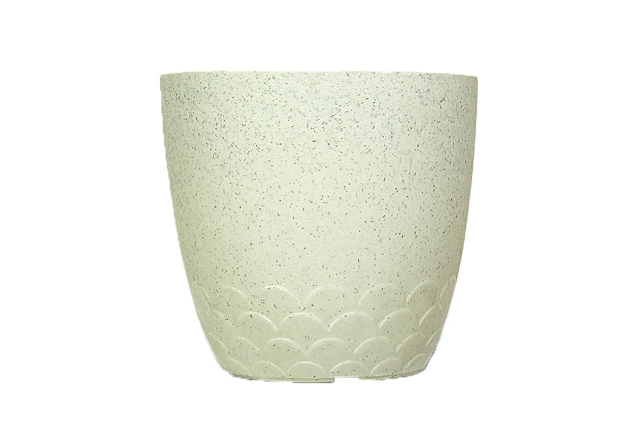 Flora Pot - Decorative Plastic Planter Pot with Scalloped Pattern, Indoor & Outdoor Garden Container - Pack Of 2