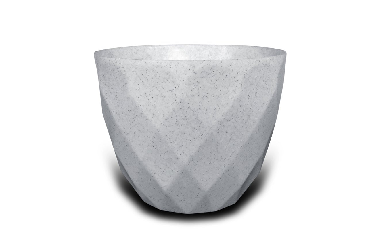 Sapphire Pot - Modern Geometric Decorative Planter Pot, Diamond Pattern Design, Plastic, Indoor & Outdoor Plant Container - Pack of 2