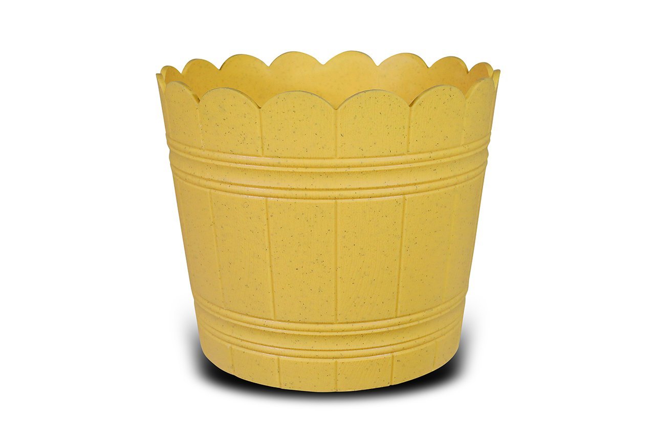Loto Pot - Decorative Plastic Flower Pot with Scalloped Edge Design, Round Planter for Indoor and Outdoor Garden Use - Pack of 2