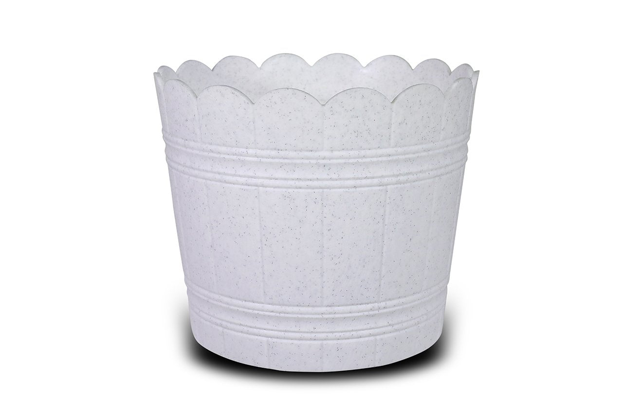 Loto Pot - Decorative Plastic Flower Pot with Scalloped Edge Design, Round Planter for Indoor and Outdoor Garden Use - Pack of 2