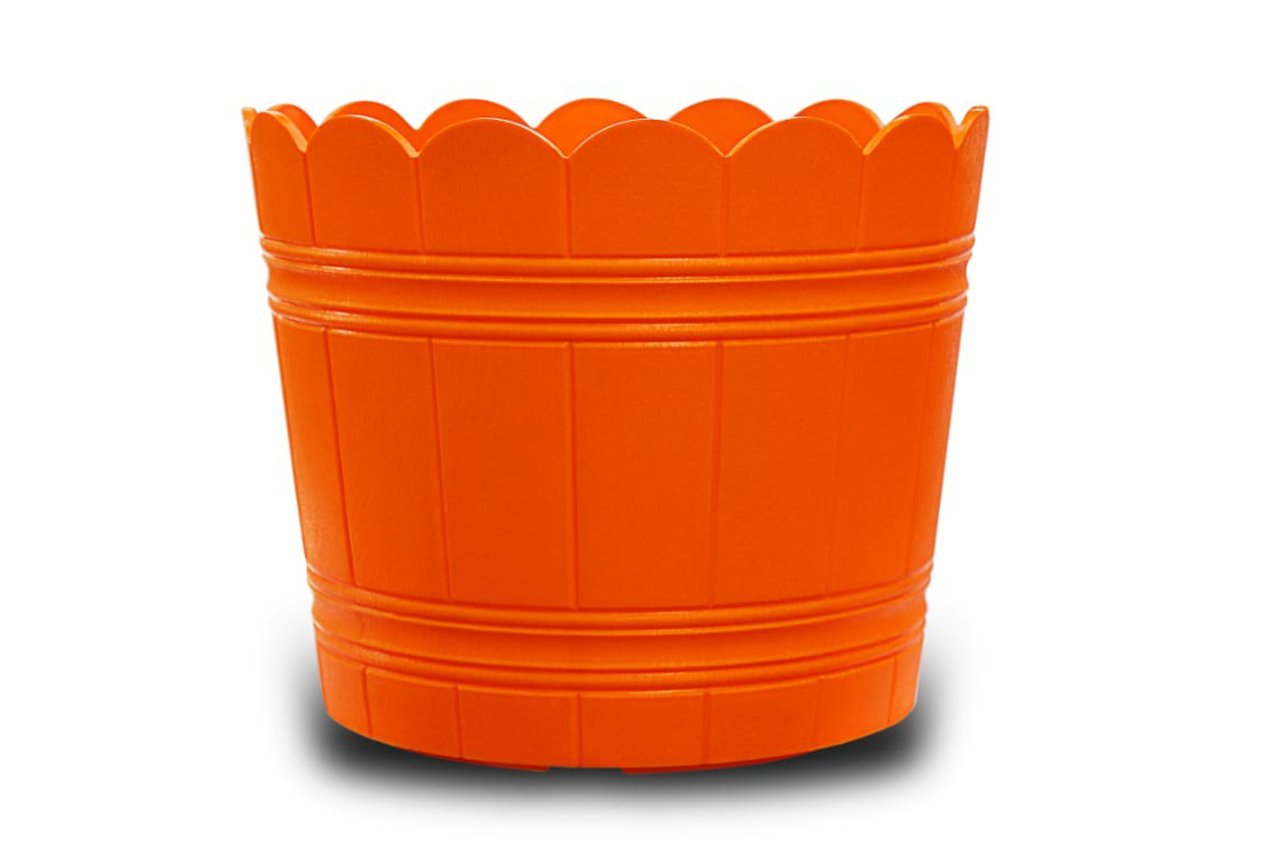 Loto Pot - Decorative Plastic Flower Pot with Scalloped Edge Design, Round Planter for Indoor and Outdoor Garden Use - Pack of 2