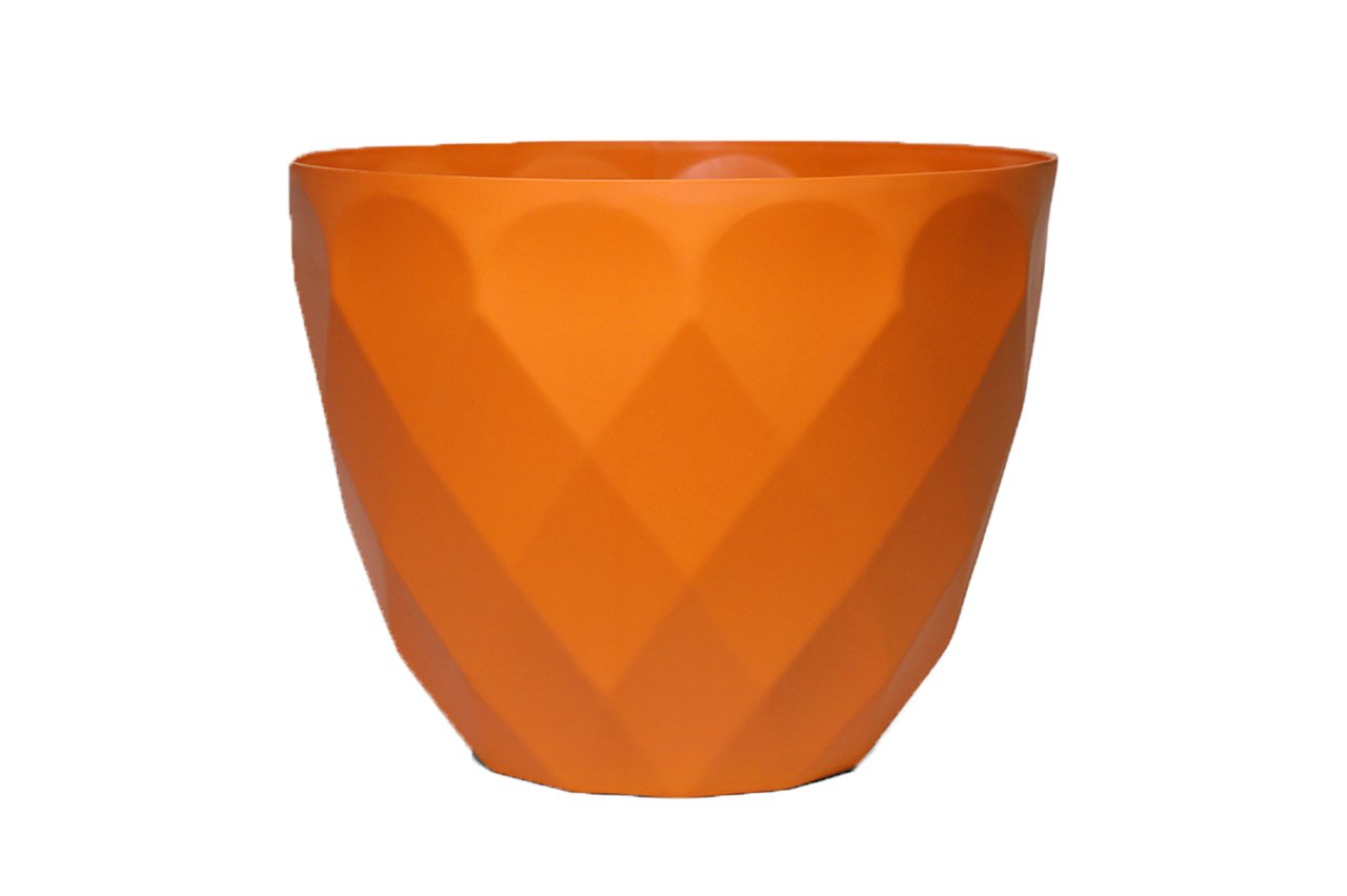 Sapphire Pot - Modern Geometric Decorative Planter Pot, Diamond Pattern Design, Plastic, Indoor & Outdoor Plant Container - Pack of 2