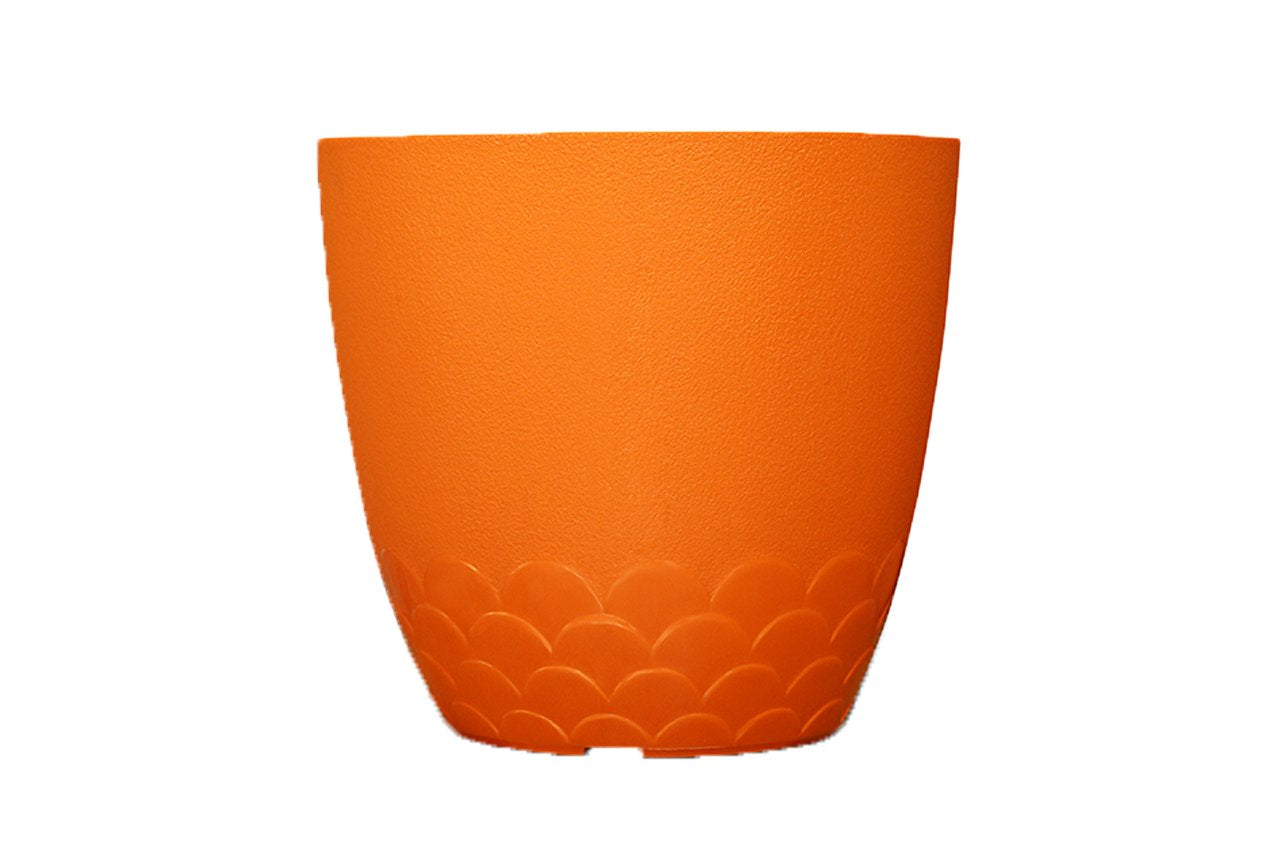 Flora Pot - Decorative Plastic Planter Pot with Scalloped Pattern, Indoor & Outdoor Garden Container - Pack Of 2