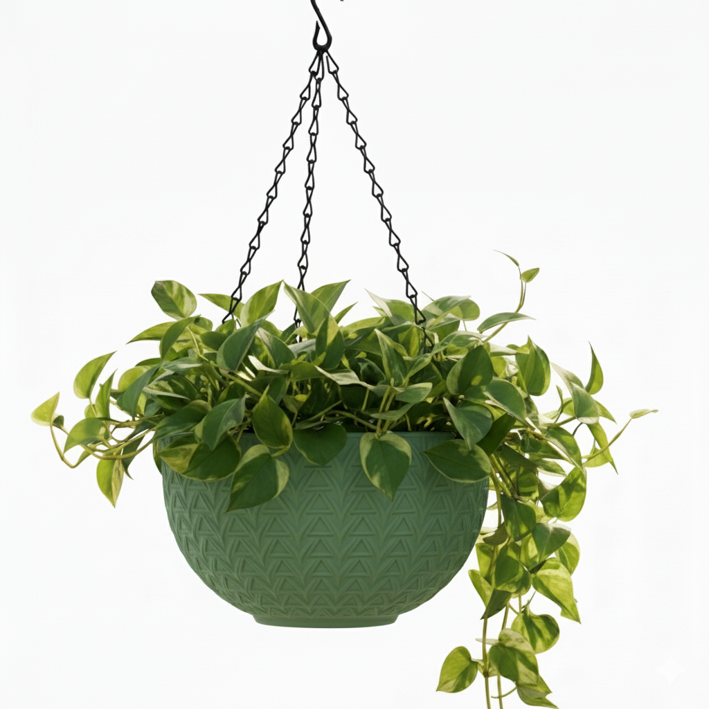 Dollar Nest Pot - Decorative Hanging Planter Pots with Chevron Pattern, Indoor &Outdoor Use - Pack of 4, Plastic, Round