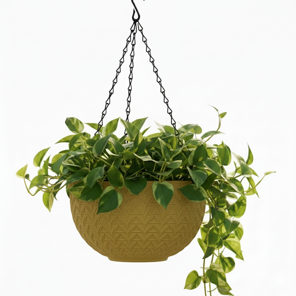 Dollar Nest Pot - Decorative Hanging Planter Pots with Chevron Pattern, Indoor &Outdoor Use - Pack of 4, Plastic, Round
