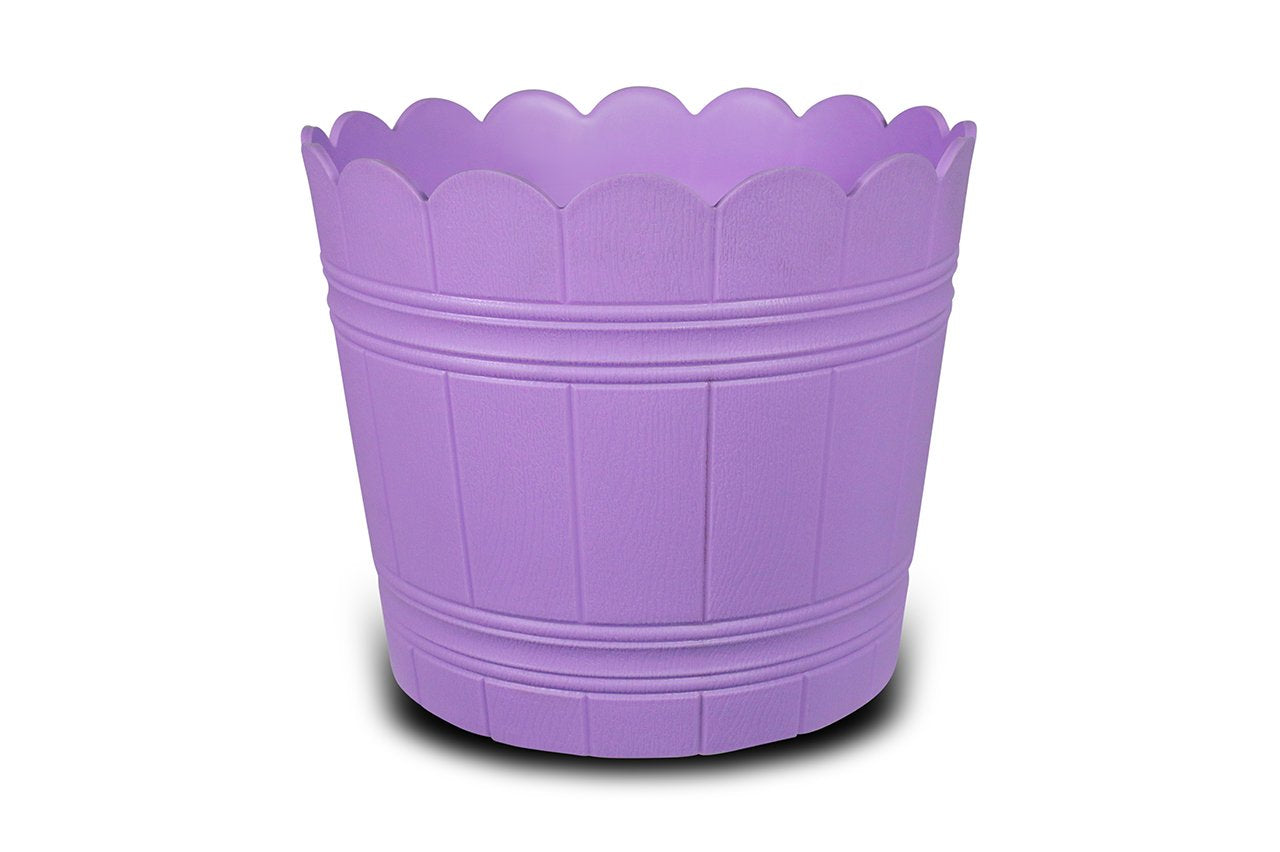 Loto Pot - Decorative Plastic Flower Pot with Scalloped Edge Design, Round Planter for Indoor and Outdoor Garden Use - Pack of 2