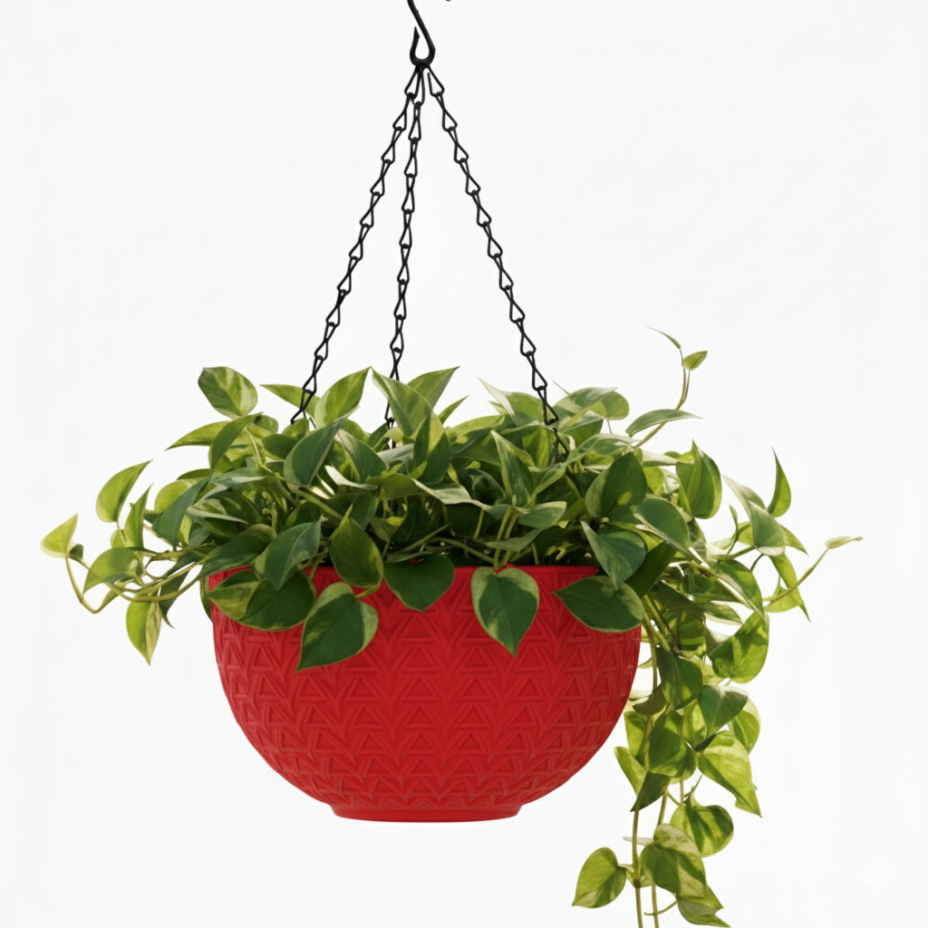 Dollar Nest Pot - Decorative Hanging Planter Pots with Chevron Pattern, Indoor &Outdoor Use - Pack of 4, Plastic, Round