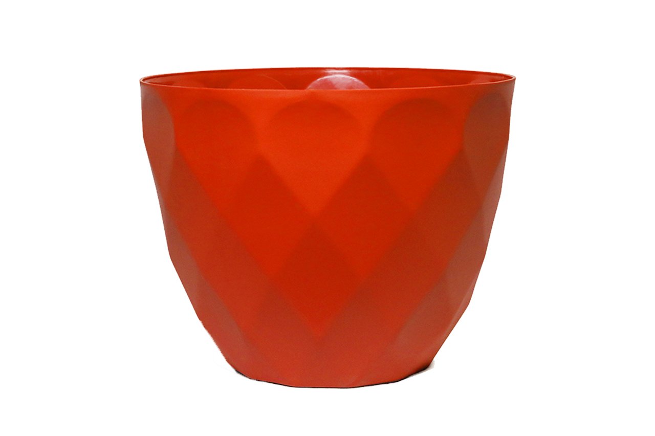 Sapphire Pot - Modern Geometric Decorative Planter Pot, Diamond Pattern Design, Plastic, Indoor & Outdoor Plant Container - Pack of 2