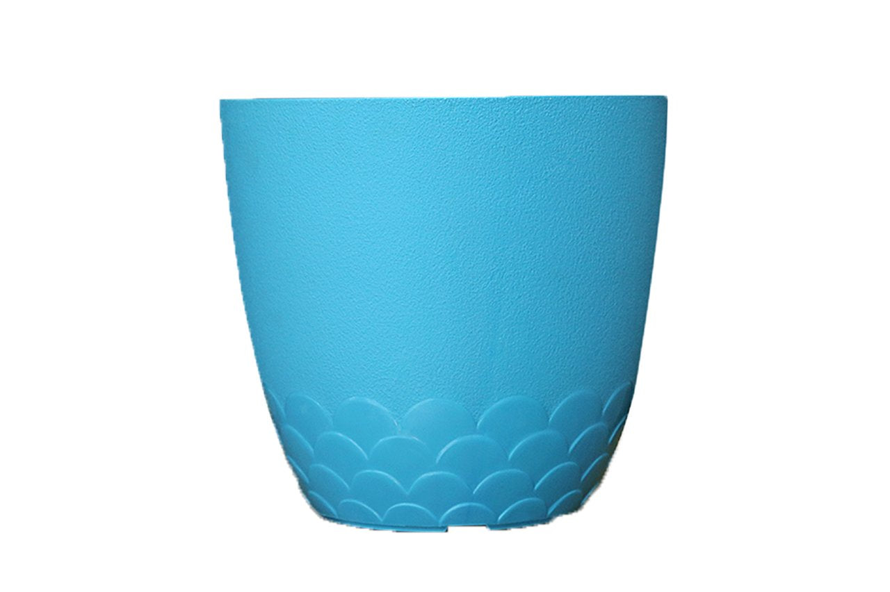 Flora Pot - Decorative Plastic Planter Pot with Scalloped Pattern, Indoor & Outdoor Garden Container - Pack Of 2