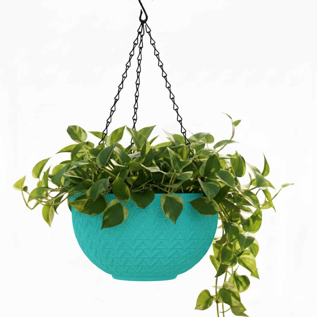 Dollar Nest Pot - Decorative Hanging Planter Pots with Chevron Pattern, Indoor &Outdoor Use - Pack of 4, Plastic, Round
