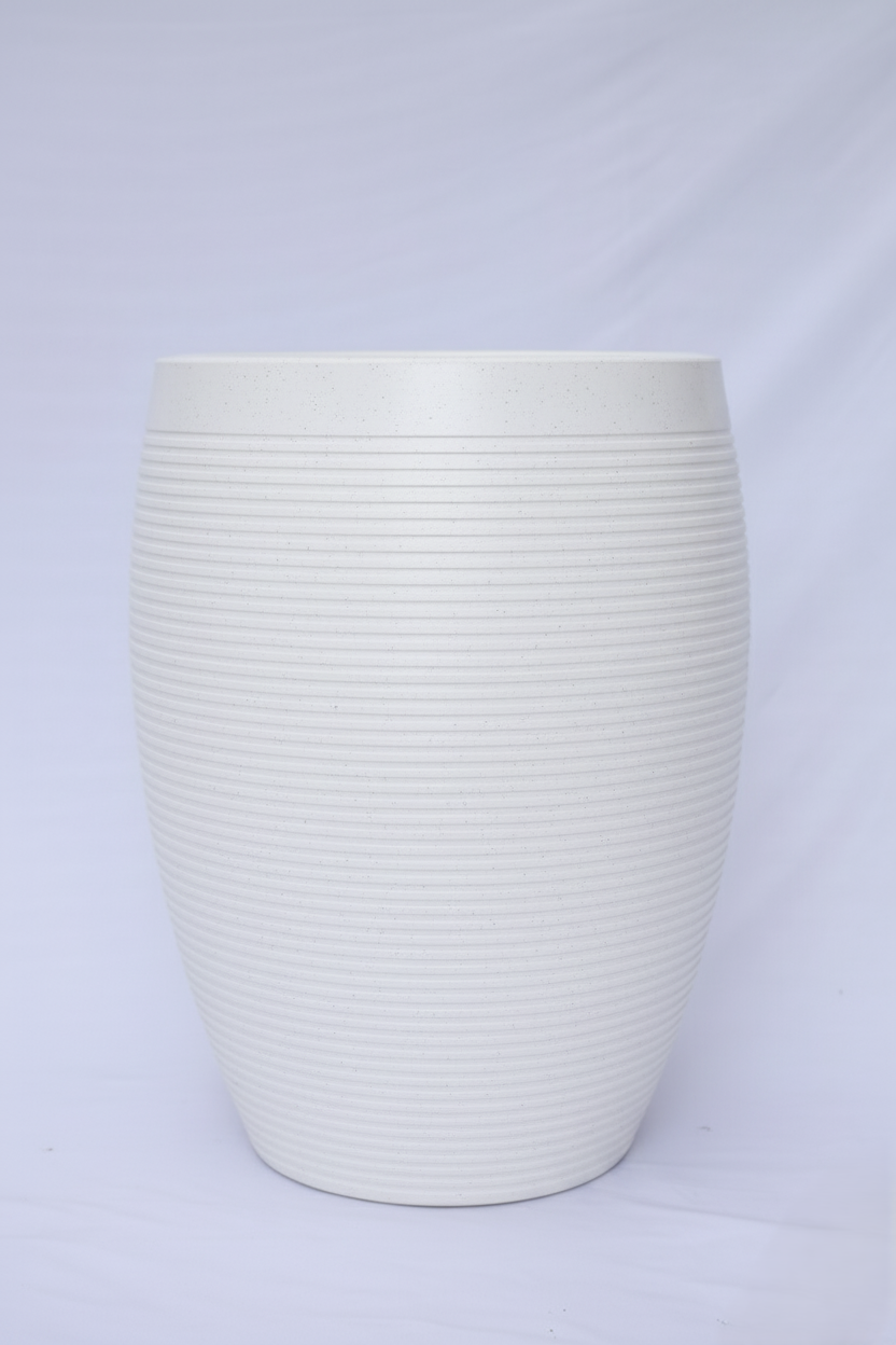 Vetro Vase - Rotomould Decorative Plastic Planter Pots, Ribbed Design, Round, Indoor & Outdoor Garden Use Pack of 1