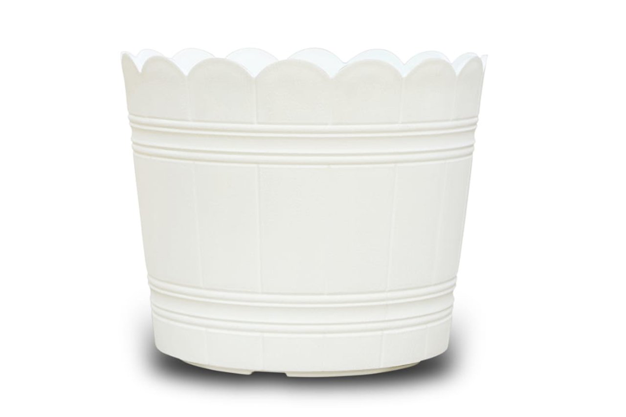 Loto Pot - Decorative Plastic Flower Pot with Scalloped Edge Design, Round Planter for Indoor and Outdoor Garden Use - Pack of 2