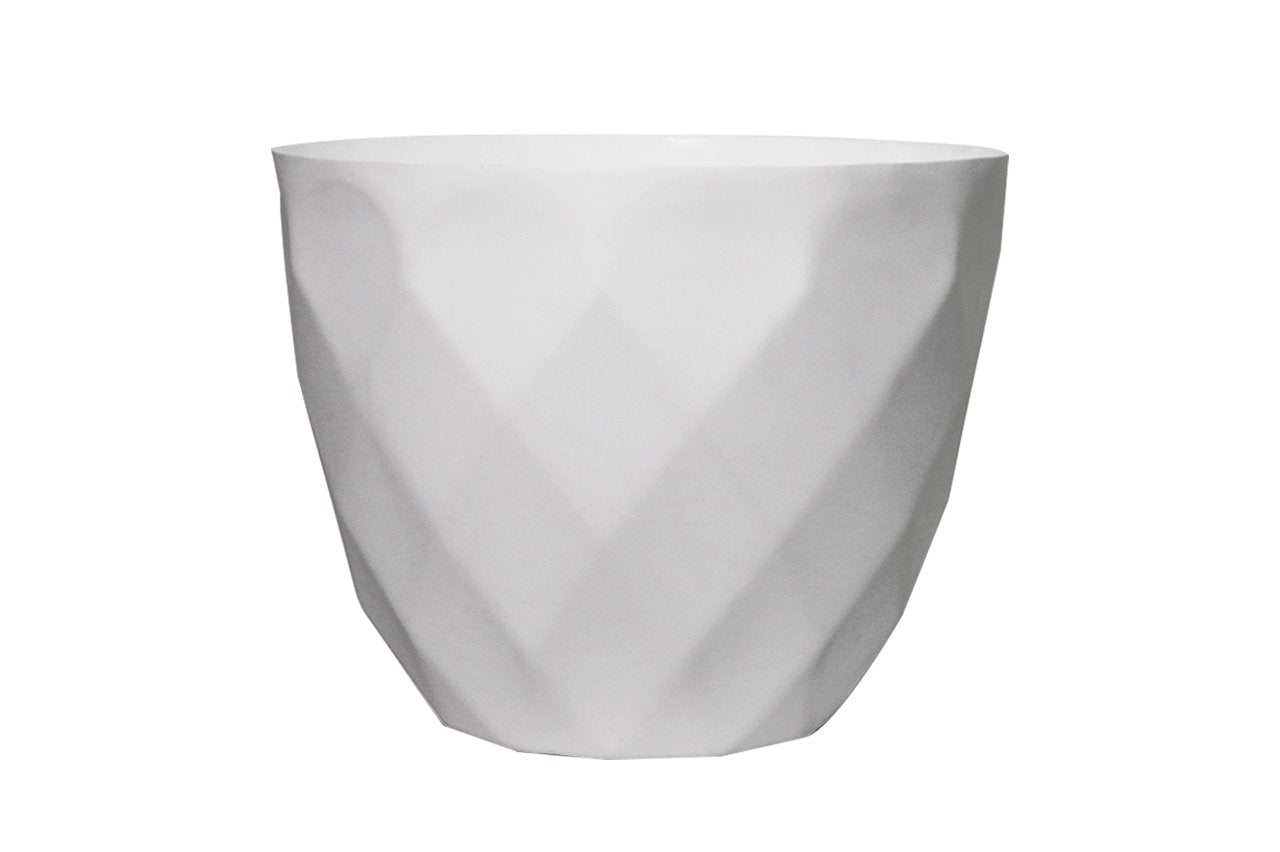 Sapphire Pot - Modern Geometric Decorative Planter Pot, Diamond Pattern Design, Plastic, Indoor & Outdoor Plant Container - Pack of 2