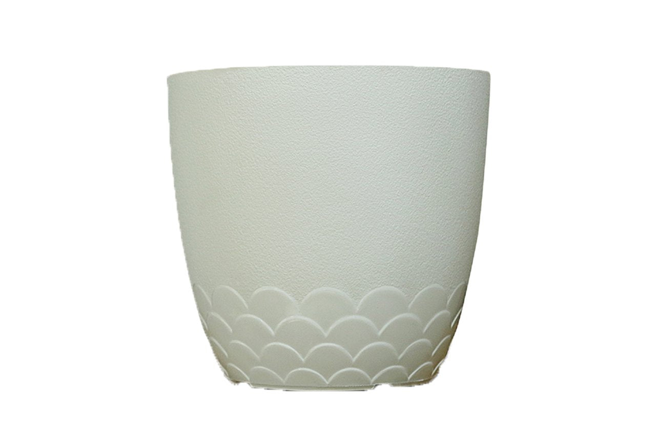 Flora Pot - Decorative Plastic Planter Pot with Scalloped Pattern, Indoor & Outdoor Garden Container - Pack Of 2
