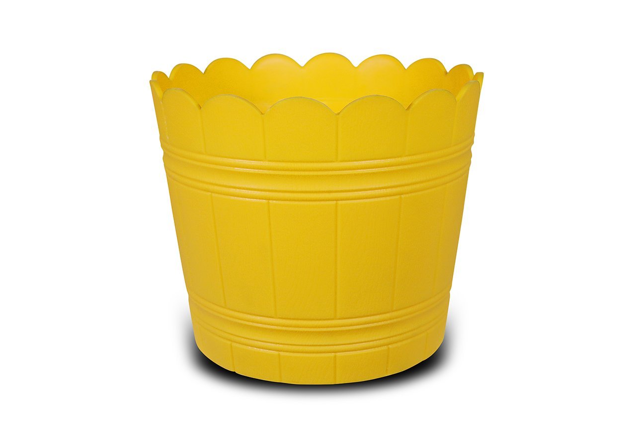 Loto Pot - Decorative Plastic Flower Pot with Scalloped Edge Design, Round Planter for Indoor and Outdoor Garden Use - Pack of 2