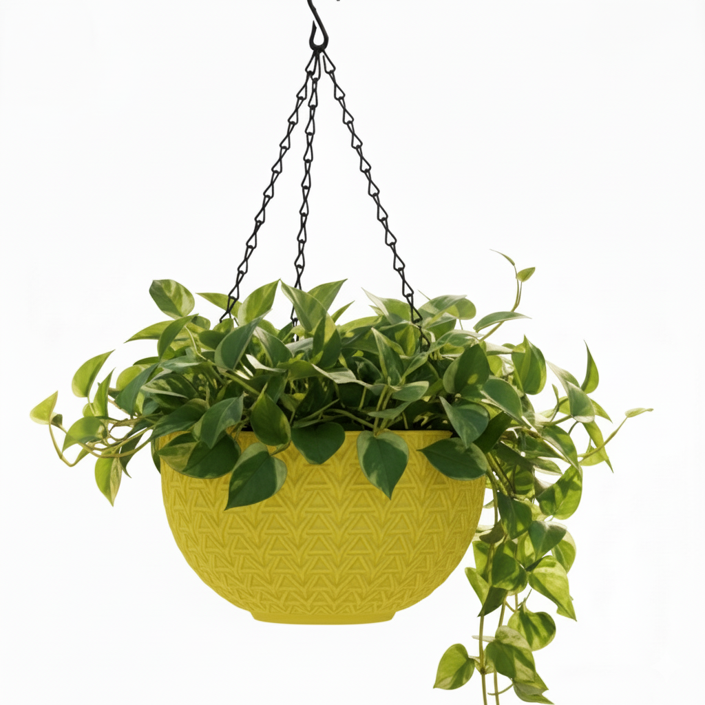 Dollar Nest Pot - Decorative Hanging Planter Pots with Chevron Pattern, Indoor &Outdoor Use - Pack of 4, Plastic, Round