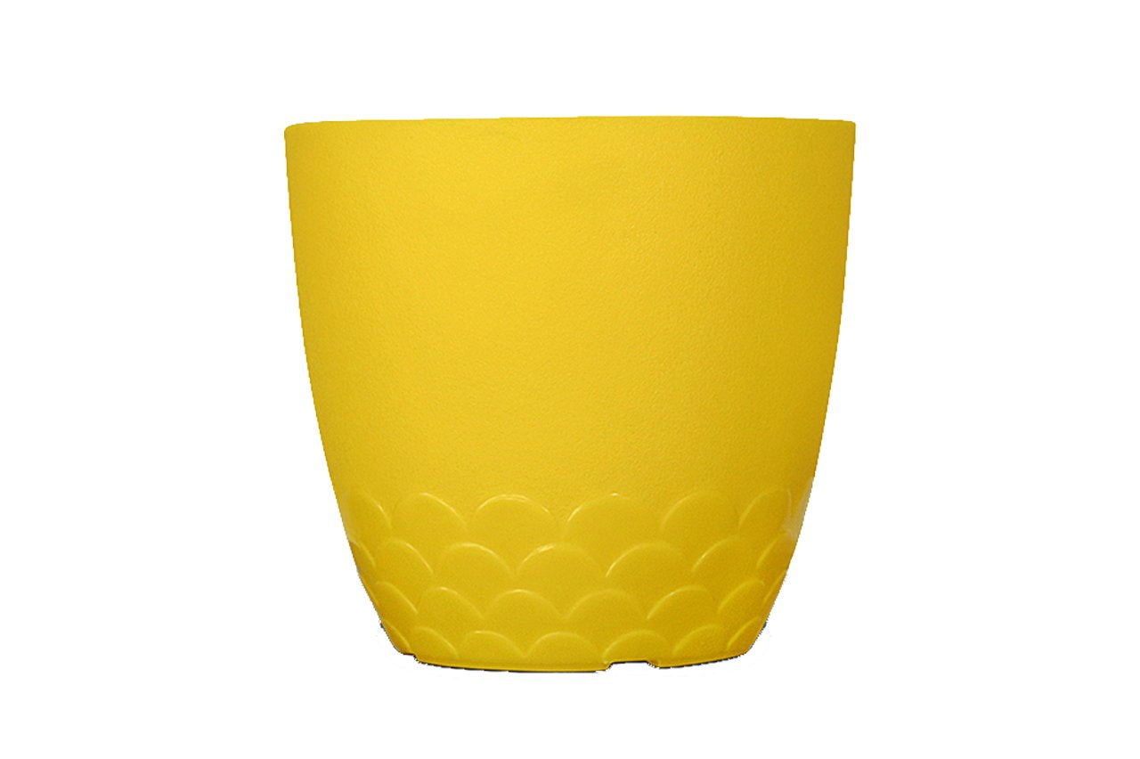 Flora Pot - Decorative Plastic Planter Pot with Scalloped Pattern, Indoor & Outdoor Garden Container - Pack Of 2