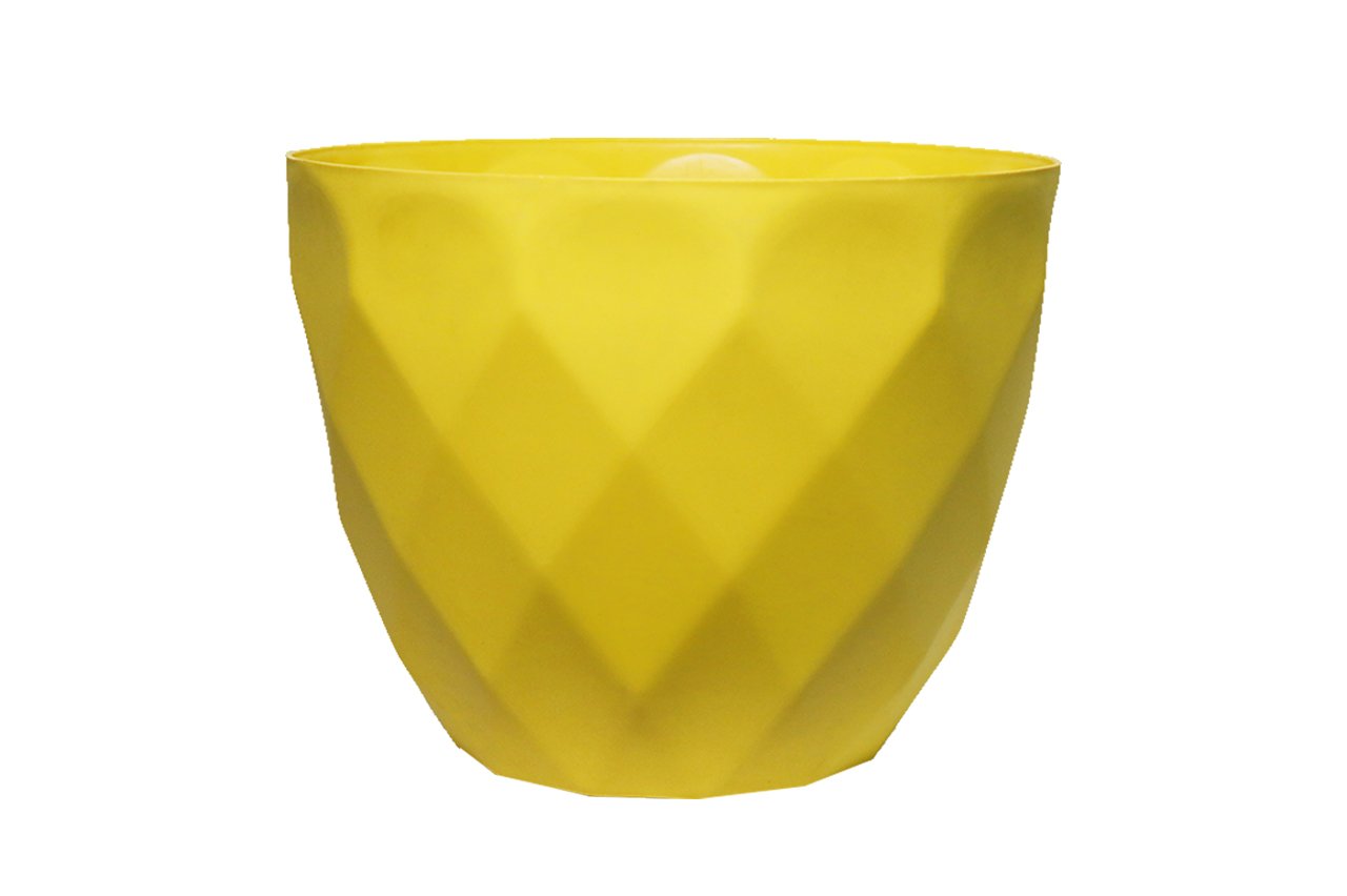 Sapphire Pot - Modern Geometric Decorative Planter Pot, Diamond Pattern Design, Plastic, Indoor & Outdoor Plant Container - Pack of 2