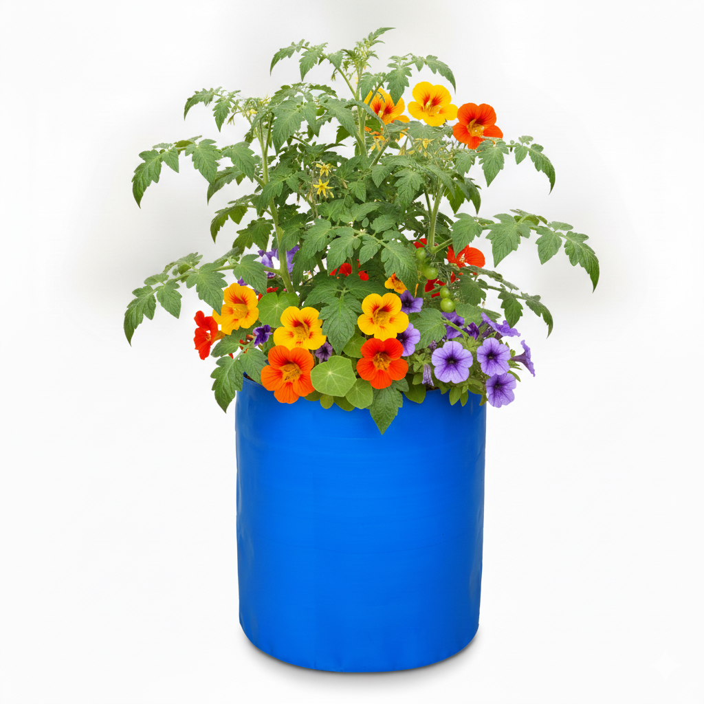 Blue HDPE Growbags 350GSM Combo 9InX9In and 12InX12In