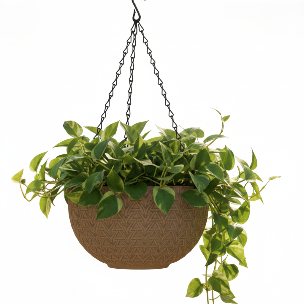 Dollar Nest Pot - Decorative Hanging Planter Pots with Chevron Pattern, Indoor &Outdoor Use - Pack of 4, Plastic, Round