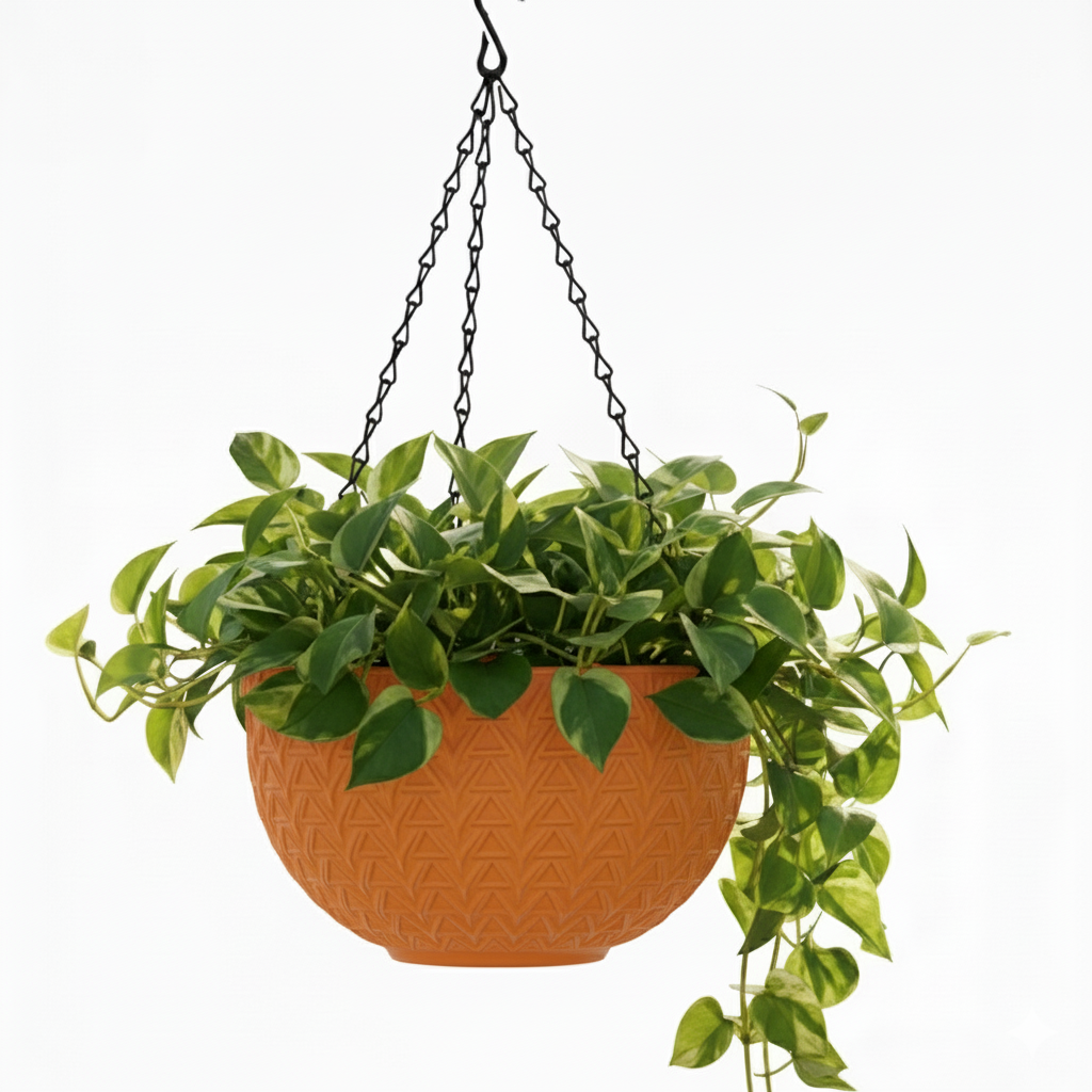Dollar Nest Pot - Decorative Hanging Planter Pots with Chevron Pattern, Indoor &Outdoor Use - Pack of 4, Plastic, Round