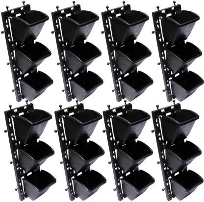 Vertical garden bio wall garden panel set M2 model  black / Brown / Green panel + color pots