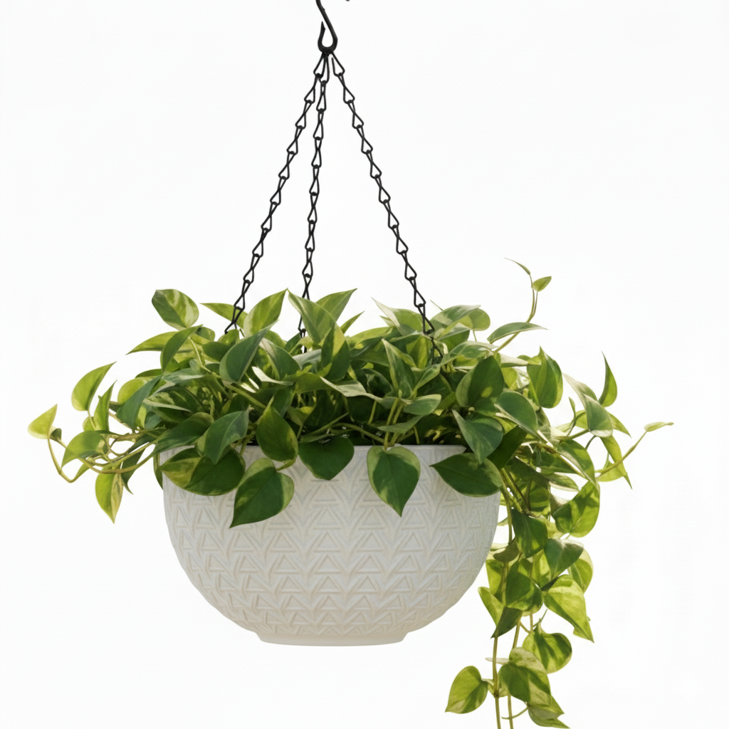 Dollar Nest Pot - Decorative Hanging Planter Pots with Chevron Pattern, Indoor &Outdoor Use - Pack of 4, Plastic, Round