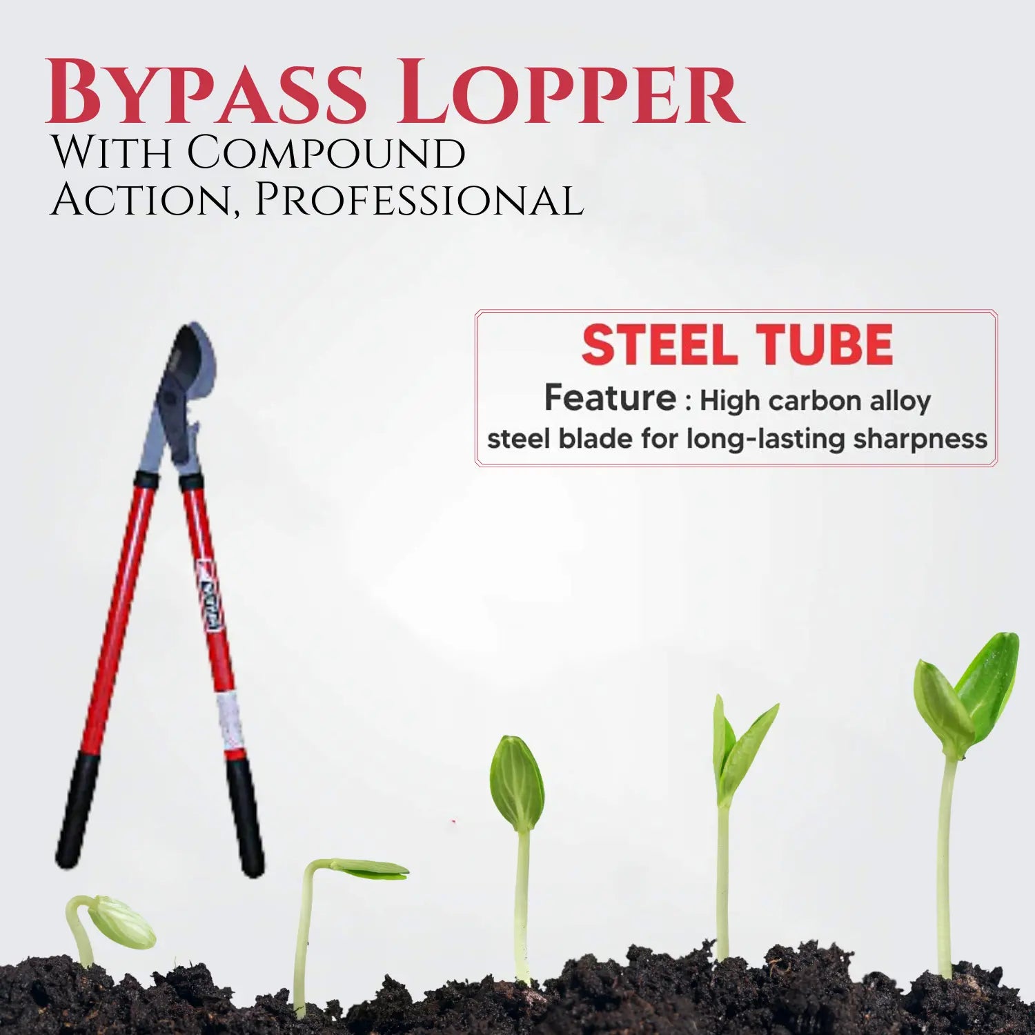 Bypass Lopper with Compound Action, Professional Bypass Lopper, Tree Trimmers Secateurs with Shock Absorbing Effort-Saving Handle Garden Lopper - Pruning Tool