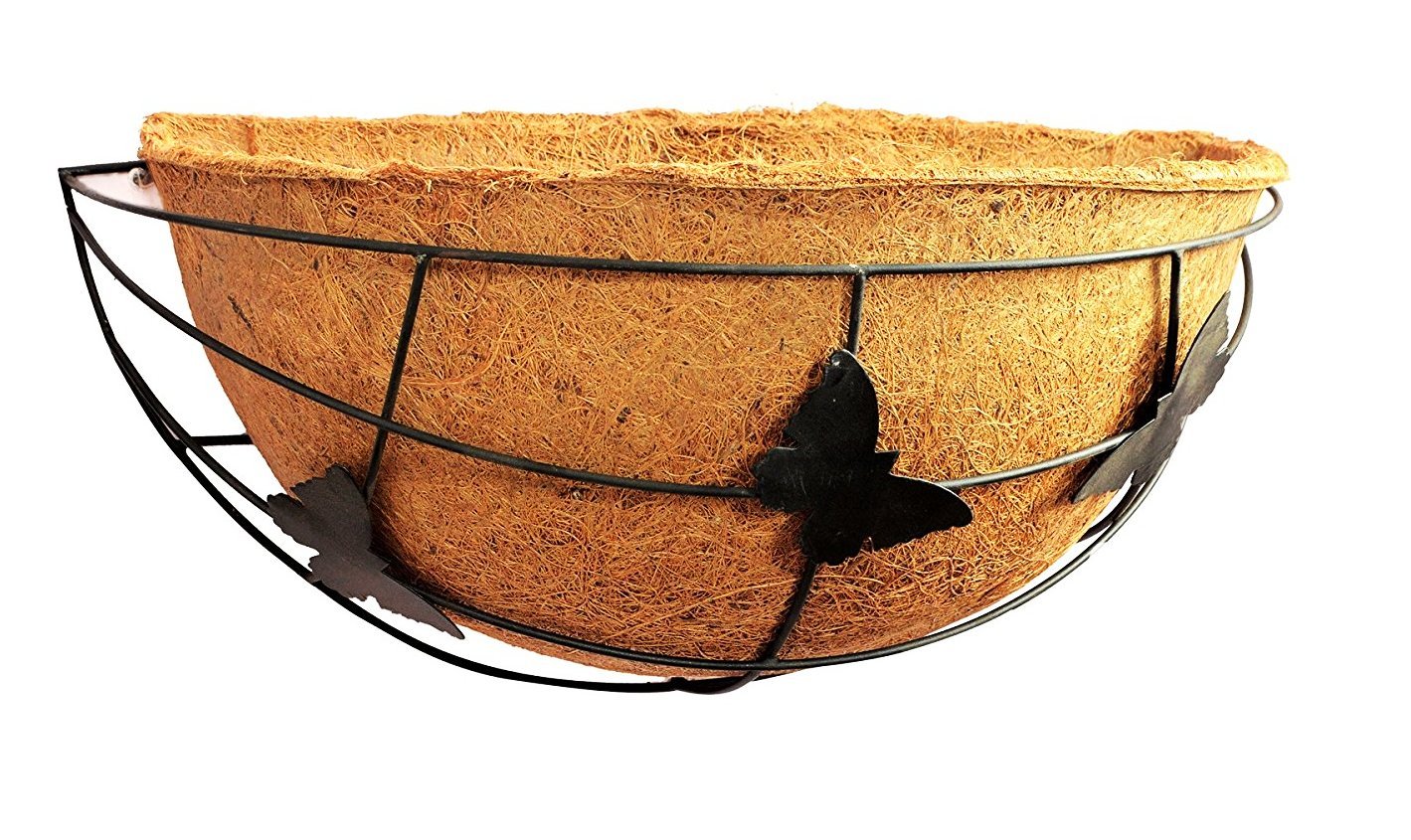 COIR BASKET WALL HANGER 12 INCH HALF LINER WITH BUTTERFLY BASKET 2 PIECES