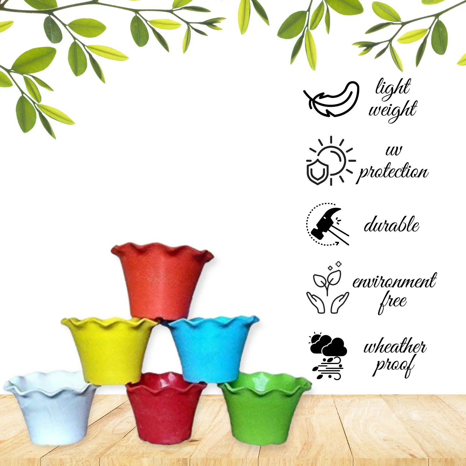 Blossom Flower Pots  (4 Inch Pack of 5)