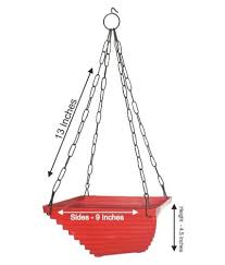 Twister Square pot with hanging chain (Set of 4)