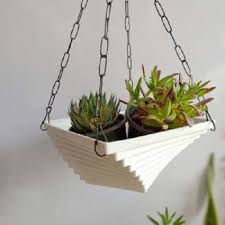 Twister Square pot with hanging chain (Set of 4)